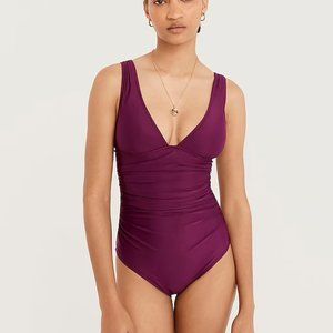 J.Crew Ruched V-neck one-piece- Size 4 Long Torso in Iris